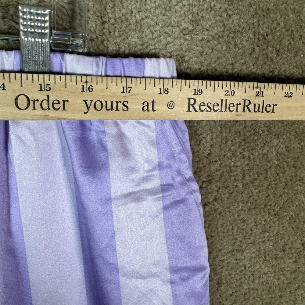 LOFT Sleep Pajama Set Womens XL Purple Satin Stripe Notch Collar Long Sleeve PJs - Picture 12 of 16